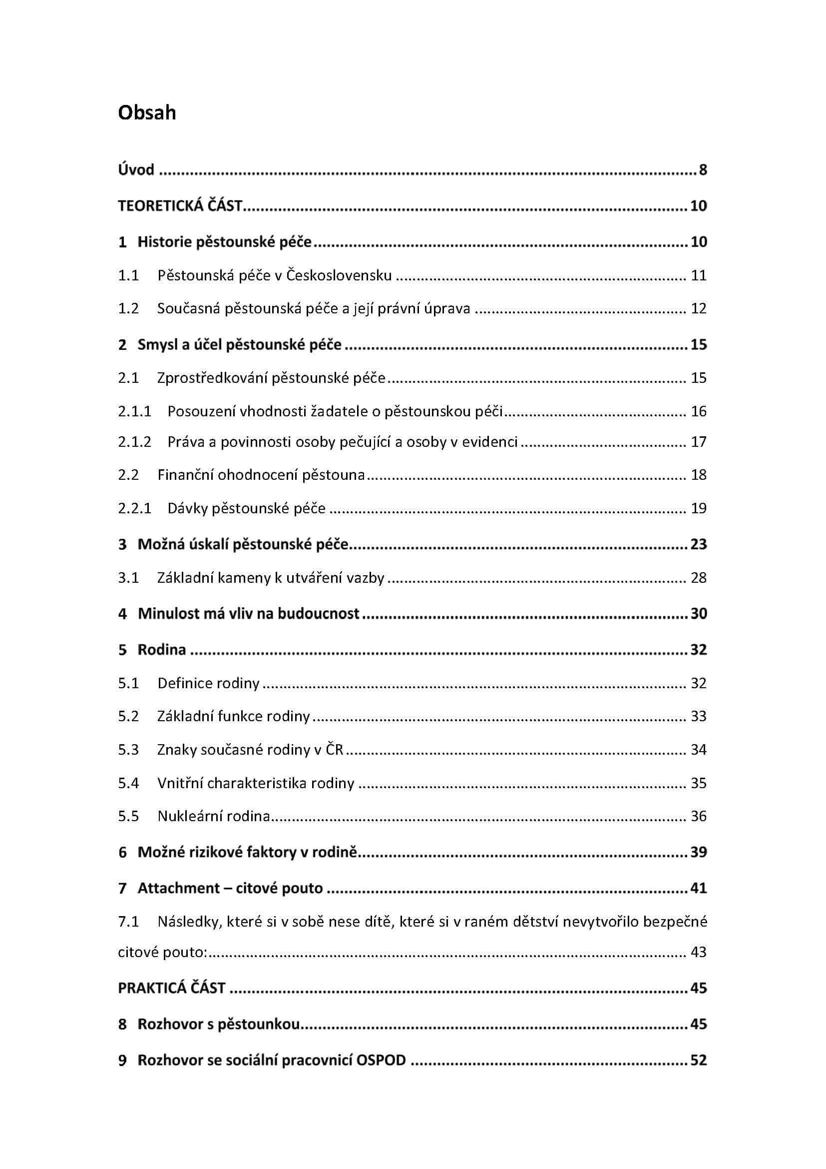 Struktura a obsah diplomové práce
